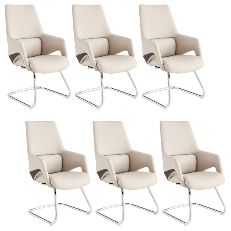 Modern Leather Managers Chair Ergonomic Executive Chair for Office White 6 Piece Set Casters Not Included Clearhalo 'furn' 'furn_office_chair' 'Furniture' 'Office Chairs' 'Office Furniture' 'office_chair' 6502003