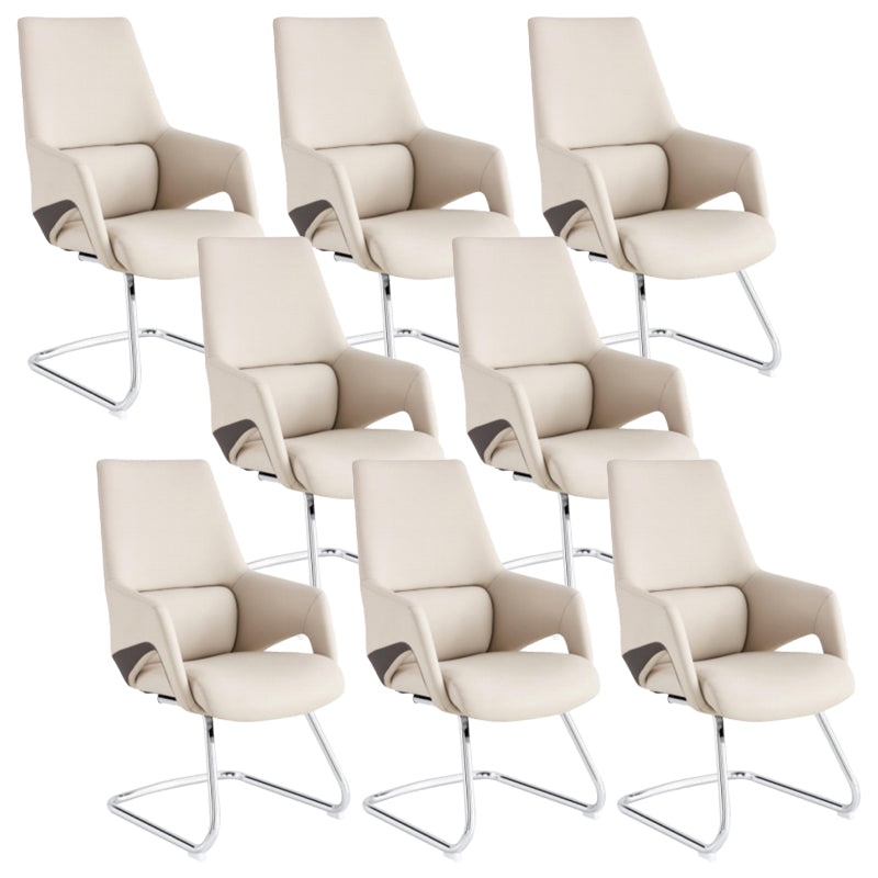 Modern Leather Managers Chair Ergonomic Executive Chair for Office White 8 Piece Set Casters Not Included Clearhalo 'furn' 'furn_office_chair' 'Furniture' 'Office Chairs' 'Office Furniture' 'office_chair' 6502004