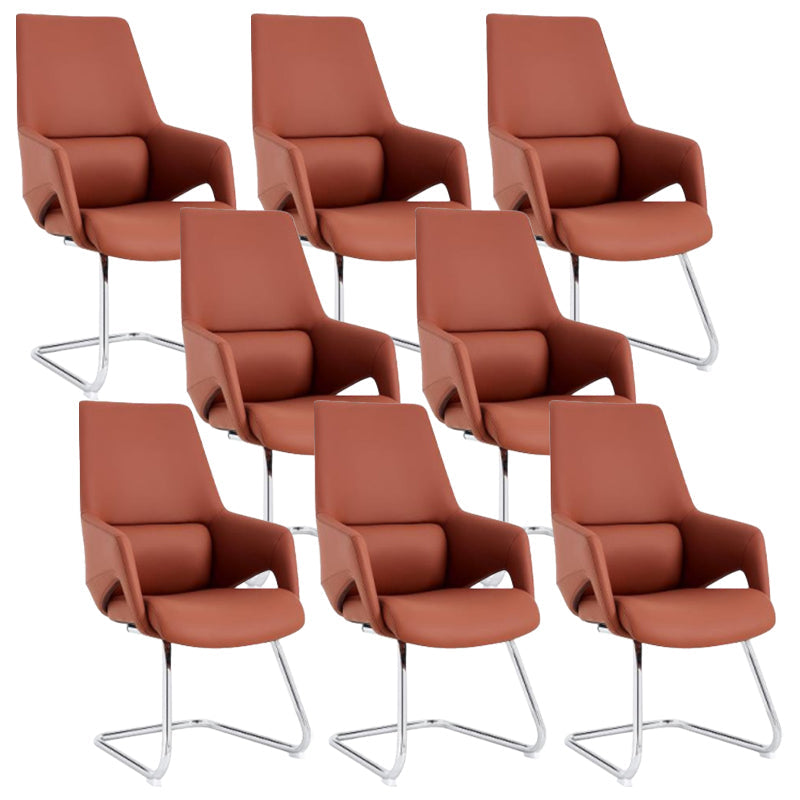 Modern Leather Managers Chair Ergonomic Executive Chair for Office Orange 8 Piece Set Casters Not Included Clearhalo 'furn' 'furn_office_chair' 'Furniture' 'Office Chairs' 'Office Furniture' 'office_chair' 6502009