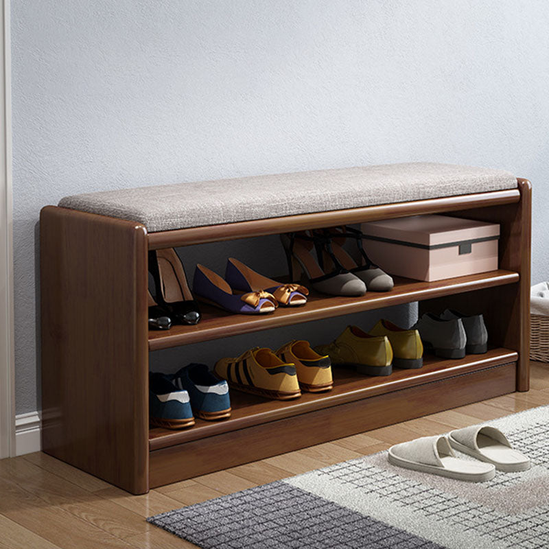 Mid-Century Modern Seating Bench Rectangle Shoe Storage Solid Color Accent Bench Walnut Upholstered Clearhalo 'Benches' 'Chairs & Seating' 'furn' 'furn_benches' 'Furniture' 'Living Room Furniture' 6502049