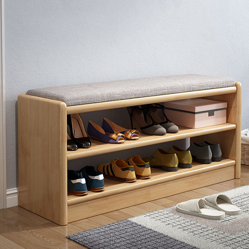 Mid-Century Modern Seating Bench Rectangle Shoe Storage Solid Color Accent Bench Natural Upholstered Clearhalo 'Benches' 'Chairs & Seating' 'furn' 'furn_benches' 'Furniture' 'Living Room Furniture' 6502050