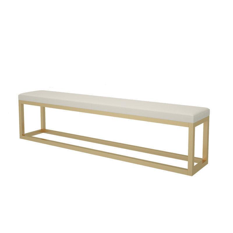 Contemporary Upholstered Bench Home Rectangle Seating Bench in White with Metal Legs 79"L x 12"W x 18"H Clearhalo 'Benches' 'Chairs & Seating' 'furn' 'furn_benches' 'Furniture' 'Living Room Furniture' 6502070