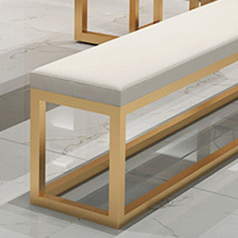 Contemporary Upholstered Bench Home Rectangle Seating Bench in White with Metal Legs Clearhalo 'Benches' 'Chairs & Seating' 'furn' 'furn_benches' 'Furniture' 'Living Room Furniture' 6502072