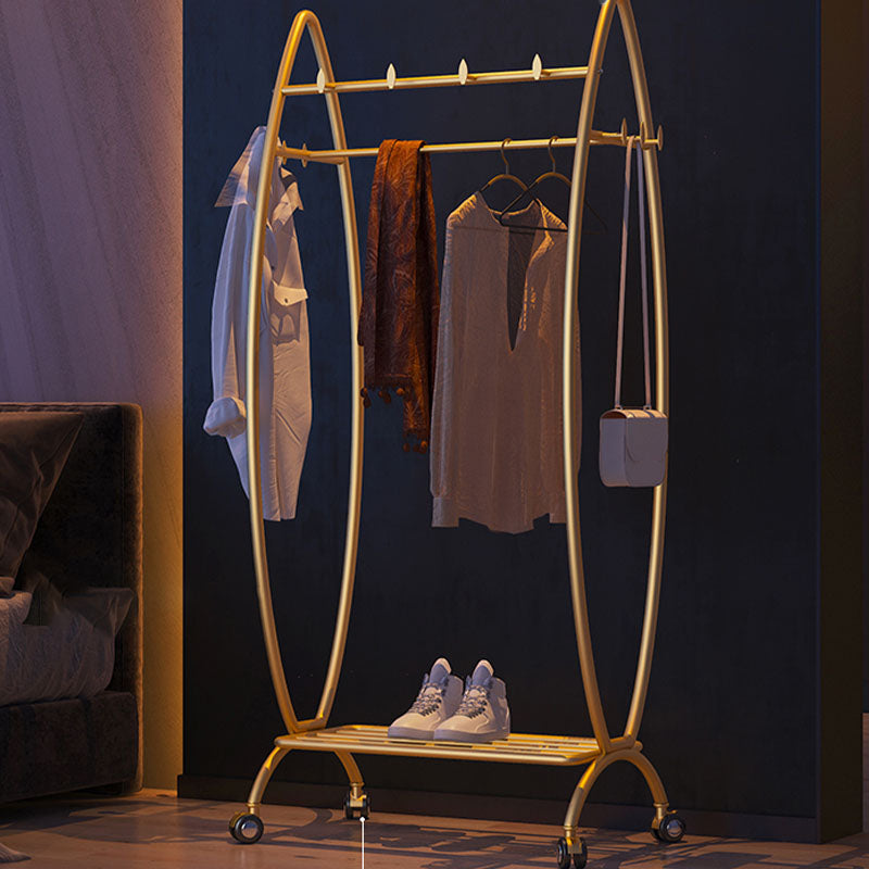 Glam Coat Rack Metal 2 Soporte de estantería de almacenamiento de riel colgante con 4 ganchos