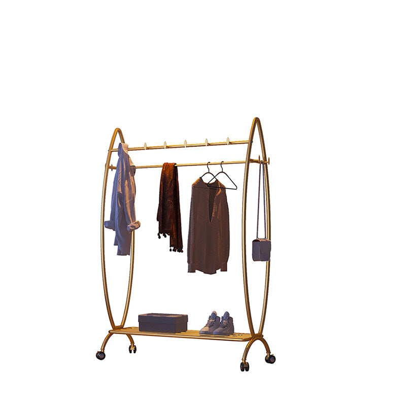 Glam Coat Rack Metal 2 Soporte de estantería de almacenamiento de riel colgante con 4 ganchos
