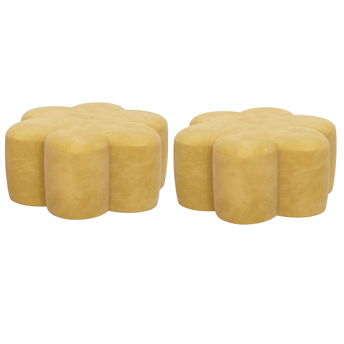 Flower Shape Pouf Velvet Pure Color Scratch Resistant Upholstered Pouf