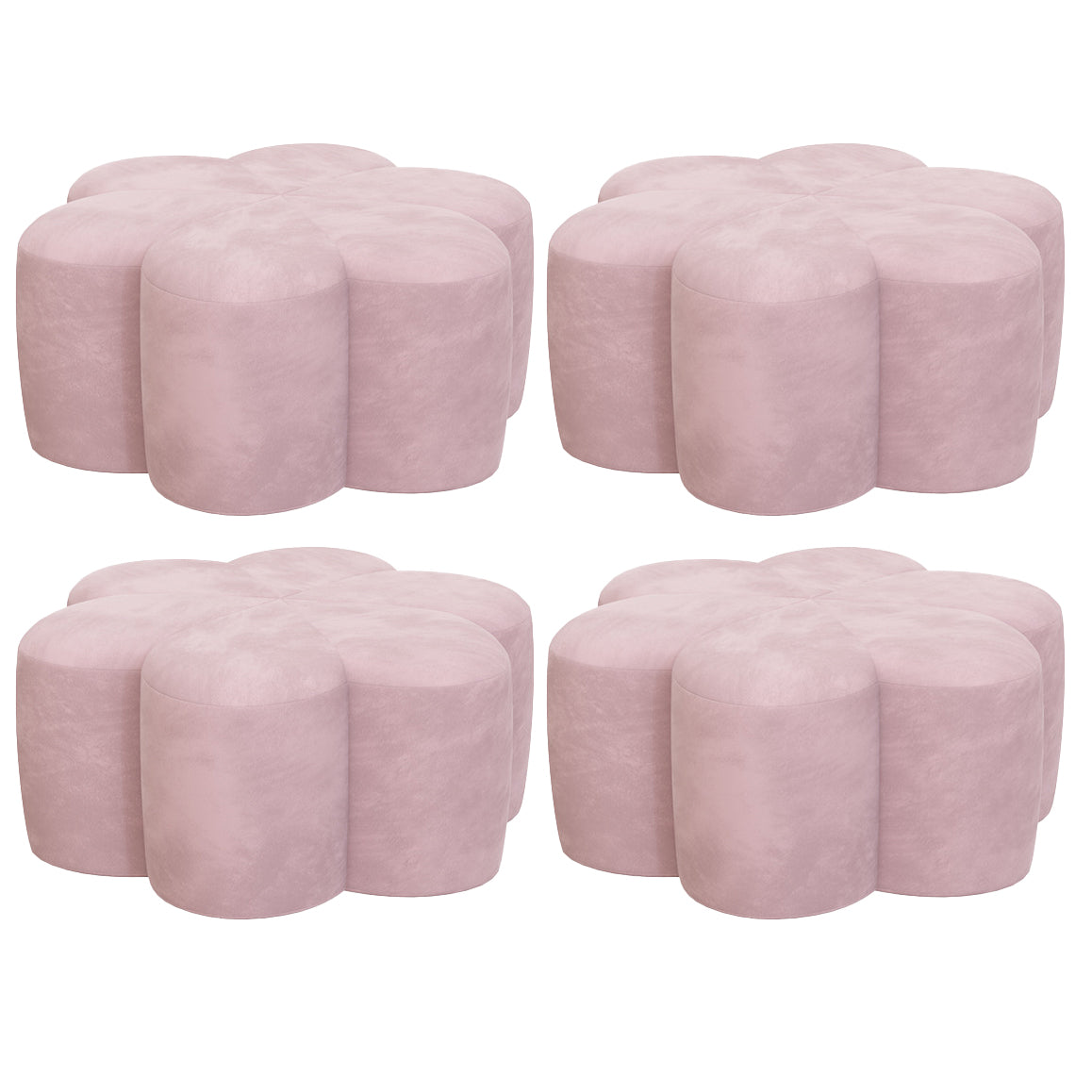 Flower Shape Pouf Velvet Pure Color Scratch Resistant Upholstered Pouf