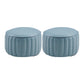 Modern Pouf Ottoman Genuine Leather Upholstered Cylinder Shape Ottoman Blue 2 Piece Set Clearhalo 'furn' 'furn_ottomans_poufs' 'Furniture' 'Living Room Furniture' 'Ottomans & Poufs' 'ottomans_poufs' 6502320