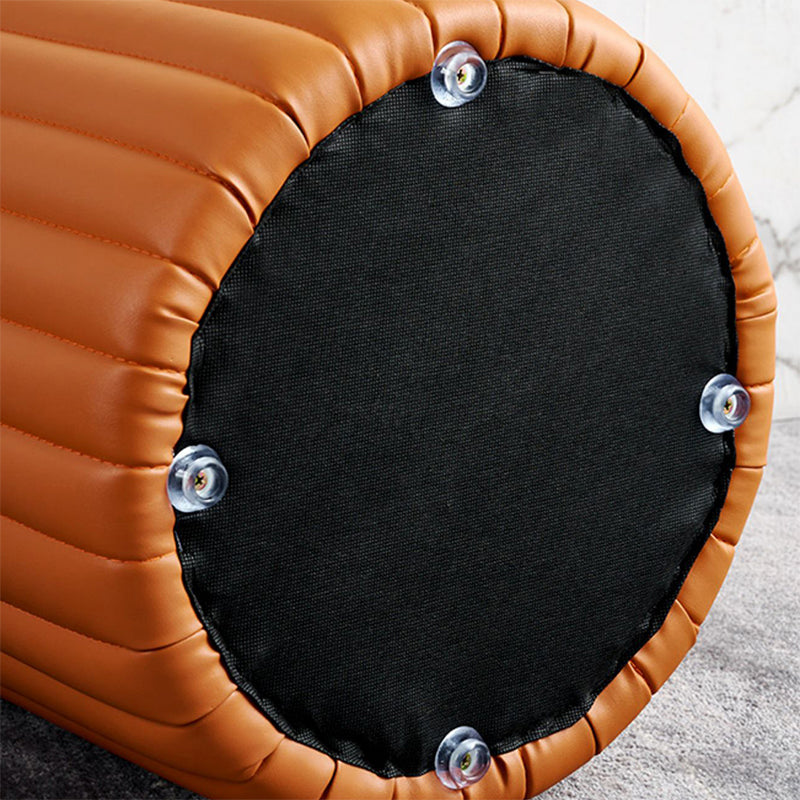 Modern Pouf Ottoman Genuine Leather Upholstered Cylinder Shape Ottoman Clearhalo 'furn' 'furn_ottomans_poufs' 'Furniture' 'Living Room Furniture' 'Ottomans & Poufs' 'ottomans_poufs' 6502324
