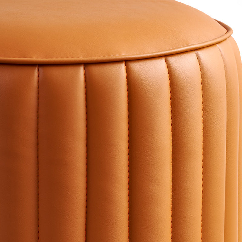 Modern Pouf Ottoman Genuine Leather Upholstered Cylinder Shape Ottoman Clearhalo 'furn' 'furn_ottomans_poufs' 'Furniture' 'Living Room Furniture' 'Ottomans & Poufs' 'ottomans_poufs' 6502326