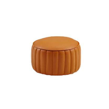 Modern Pouf Ottoman Genuine Leather Upholstered Cylinder Shape Ottoman Orange 1 Piece Clearhalo 'furn' 'furn_ottomans_poufs' 'Furniture' 'Living Room Furniture' 'Ottomans & Poufs' 'ottomans_poufs' 6502331