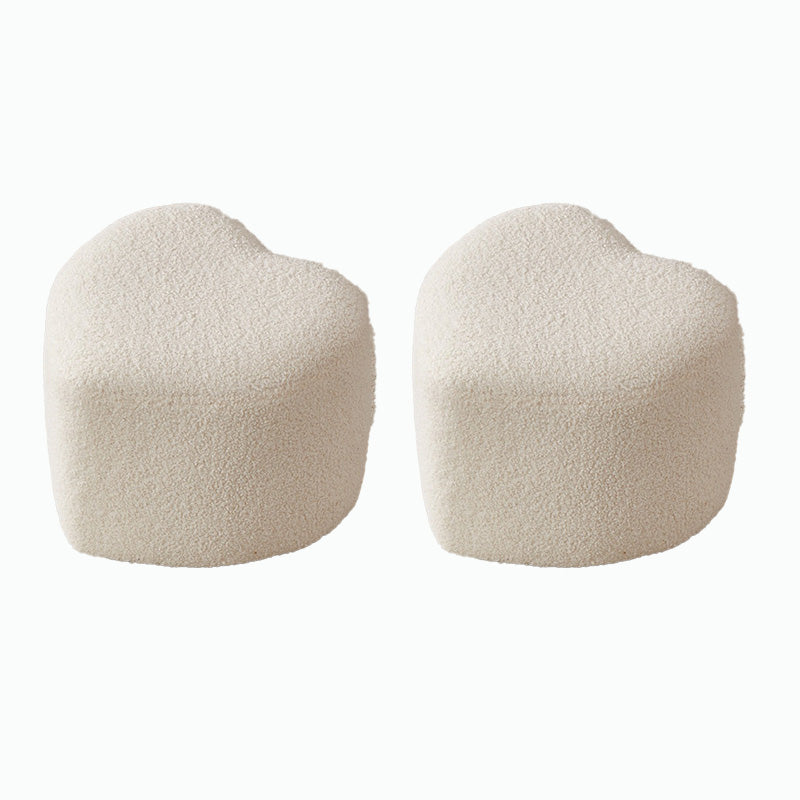 Contemporary Pouf Solid Color Sherpa Heart Shape Fade Resistant Pouf White 2 Piece Set Clearhalo 'furn' 'furn_ottomans_poufs' 'Furniture' 'Living Room Furniture' 'Ottomans & Poufs' 'ottomans_poufs' 6502336