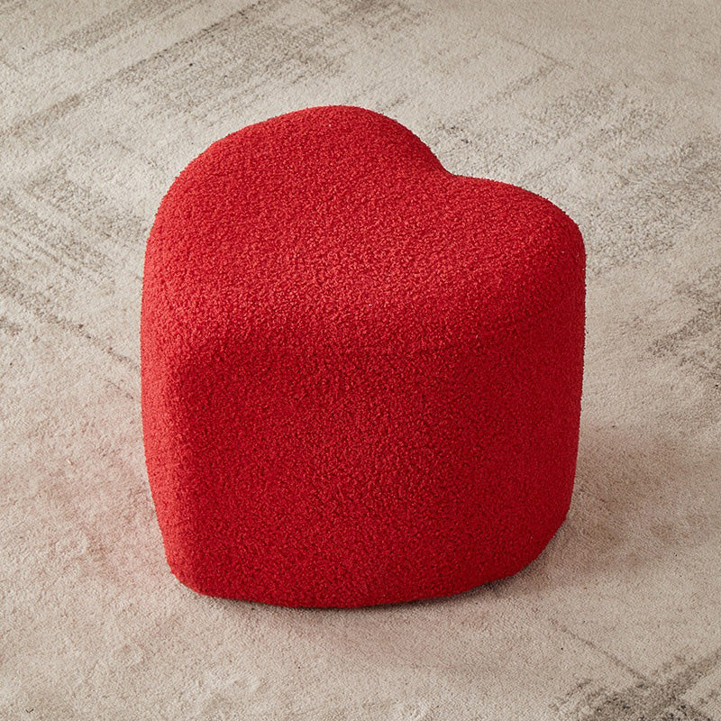 Contemporary Pouf Solid Color Sherpa Heart Shape Fade Resistant Pouf Red 1 Piece Clearhalo 'furn' 'furn_ottomans_poufs' 'Furniture' 'Living Room Furniture' 'Ottomans & Poufs' 'ottomans_poufs' 6502339