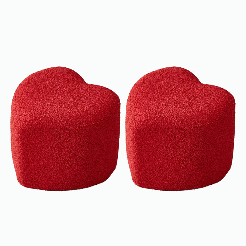 Contemporary Pouf Solid Color Sherpa Heart Shape Fade Resistant Pouf Red 2 Piece Set Clearhalo 'furn' 'furn_ottomans_poufs' 'Furniture' 'Living Room Furniture' 'Ottomans & Poufs' 'ottomans_poufs' 6502342