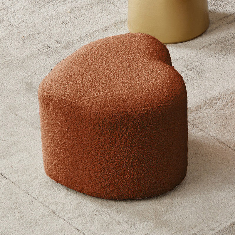 Contemporary Pouf Solid Color Sherpa Heart Shape Fade Resistant Pouf Brown 1 Piece Clearhalo 'furn' 'furn_ottomans_poufs' 'Furniture' 'Living Room Furniture' 'Ottomans & Poufs' 'ottomans_poufs' 6502349