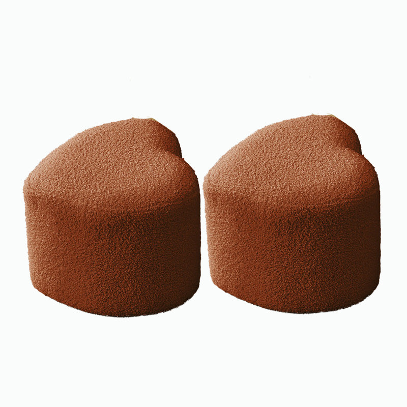 Contemporary Pouf Solid Color Sherpa Heart Shape Fade Resistant Pouf Brown 2 Piece Set Clearhalo 'furn' 'furn_ottomans_poufs' 'Furniture' 'Living Room Furniture' 'Ottomans & Poufs' 'ottomans_poufs' 6502350