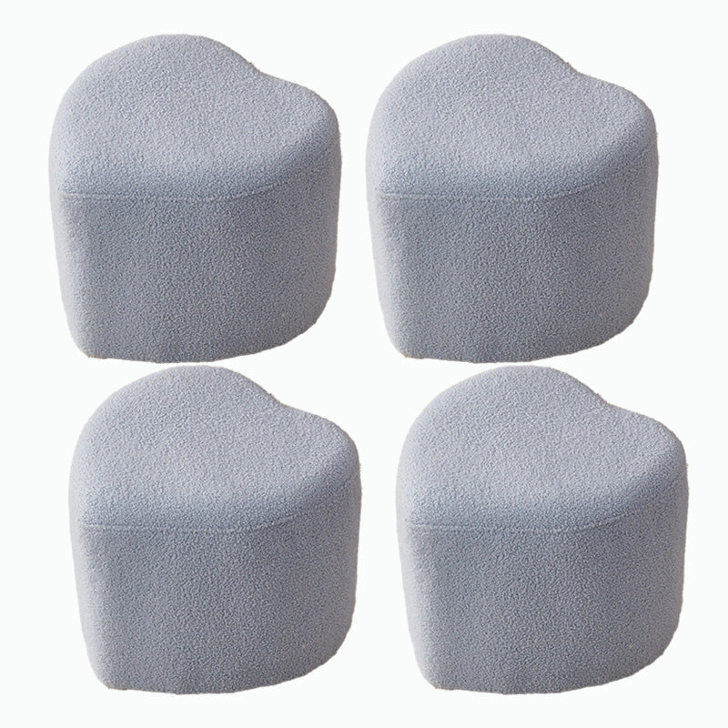Contemporary Pouf Solid Color Sherpa Heart Shape Fade Resistant Pouf Blue 4 Piece Set Clearhalo 'furn' 'furn_ottomans_poufs' 'Furniture' 'Living Room Furniture' 'Ottomans & Poufs' 'ottomans_poufs' 6502356