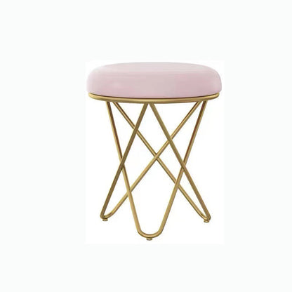 Round Ottoman Scratch Resistant Modern Pure Color Upholstered Ottoman