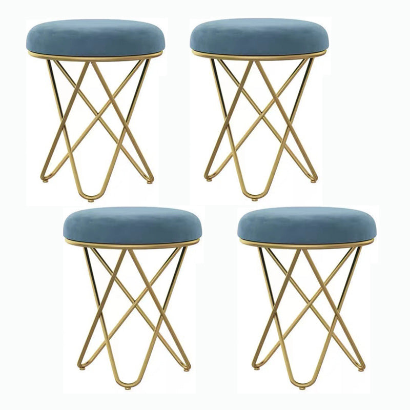 Round Ottoman Scratch Resistant Modern Pure Color Upholstered Ottoman