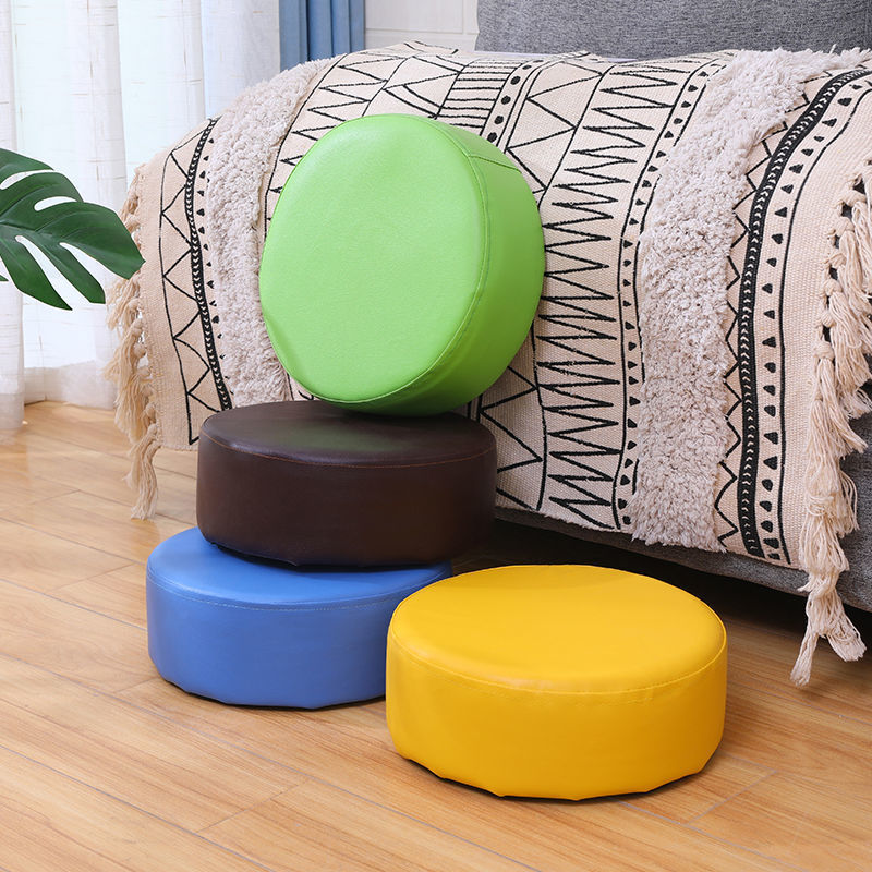 Waterbestendig Ottomaanse vaste kleur faux leer rond pouf ottoman