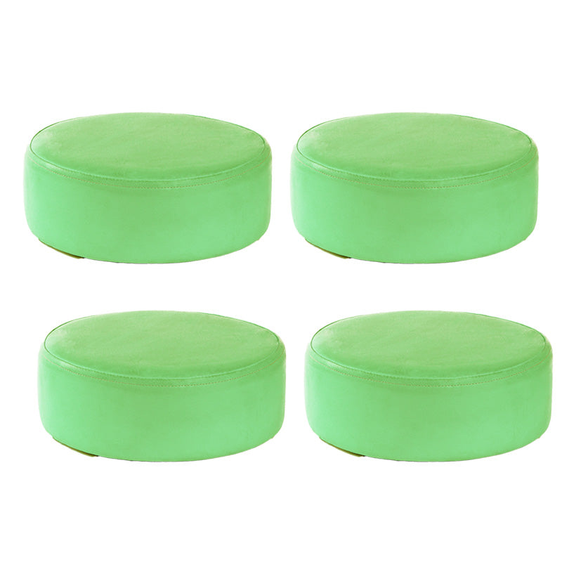 Water Resistant Ottoman Solid Color Faux Leather Round Pouf Ottoman