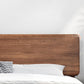 Mid-Century Modern Standard Bed Walnut Solid Color Panel Bed with Headboard