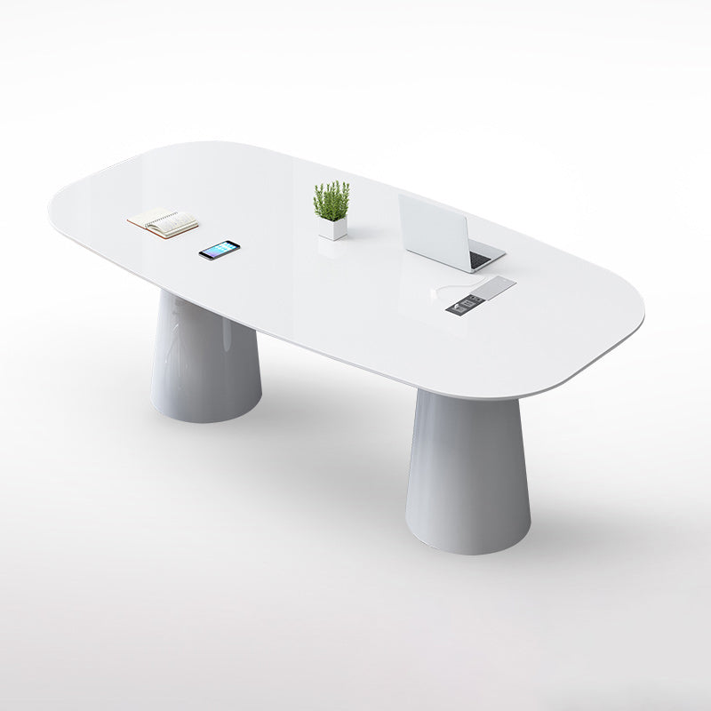 29 "H Hedendaags Executive Desk Oval Wit Wood Writing Desk