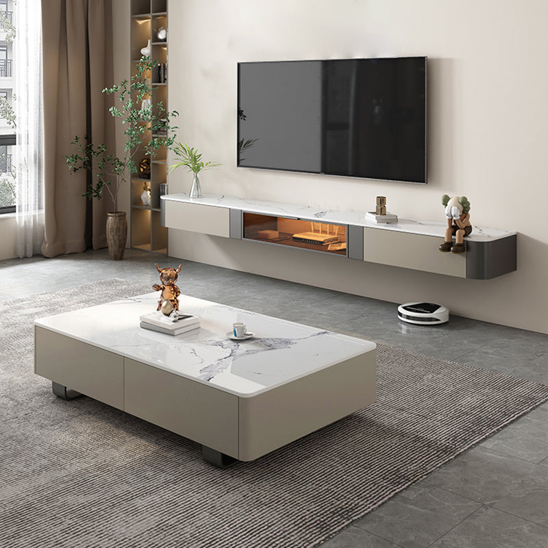 Glam TV Media Stand Enclosed Storage Wall-mounted TV Media Console with Drawers Clearhalo 'furn' 'furn_tv_stands_entertainment_centers' 'Furniture' 'Living Room Furniture' 'TV Stands & Entertainment Centers' 'TV Stands & Media Storage Furniture' 'tv_stands_entertainment_centers' 6503959
