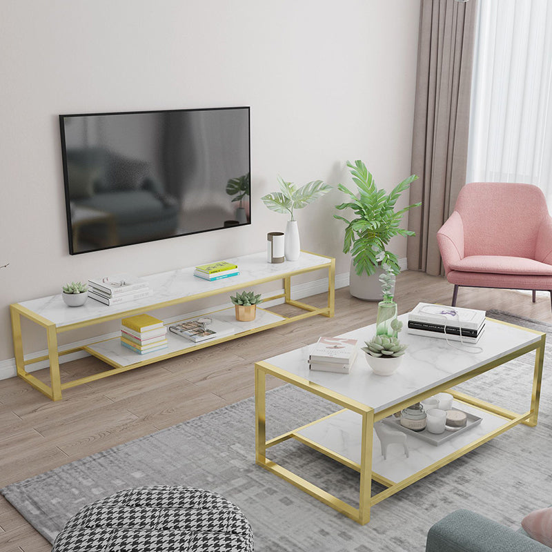 Open Storage Media Console Glam TV Stand Console for Living Room Clearhalo 'furn' 'furn_tv_stands_entertainment_centers' 'Furniture' 'Living Room Furniture' 'TV Stands & Entertainment Centers' 'TV Stands & Media Storage Furniture' 'tv_stands_entertainment_centers' 6503969