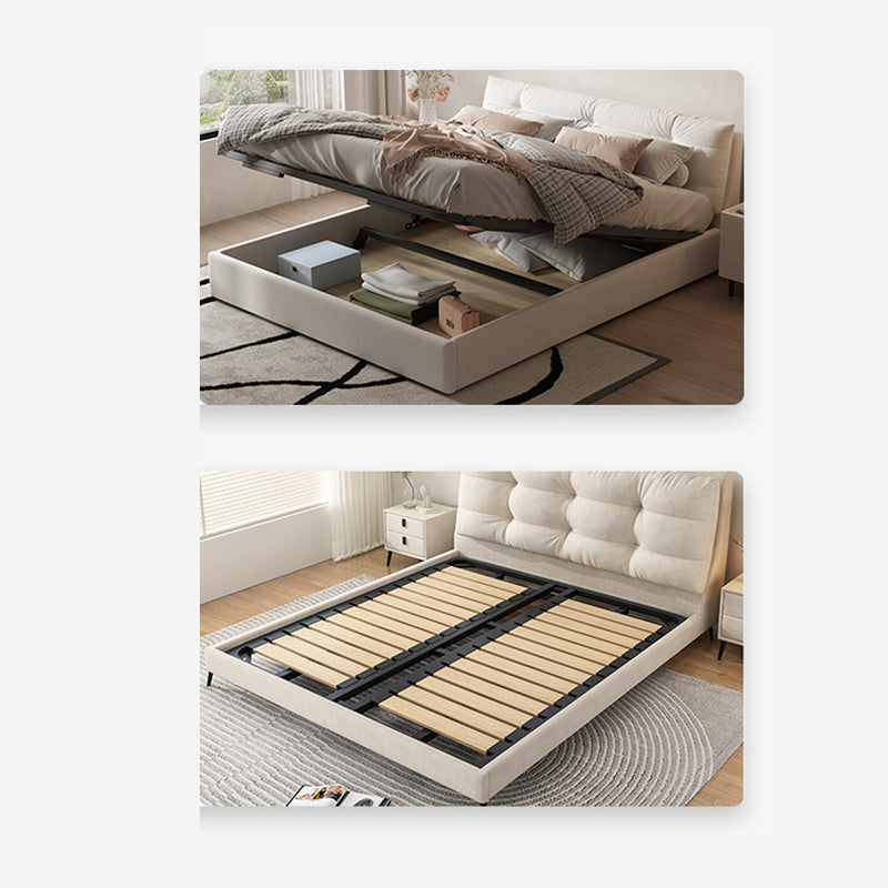 Eigentijds standaardbed met rechthoekige gestoffeerd hoofdeinde