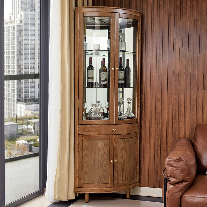 現代的なディスプレイスタンドアッシュガラスのドアビュッフェキャビネットリビングルーム用のドア付き