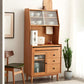 Contemporary Dining Hutch Pine Glass Doors Buffet Cabinet for Living Room