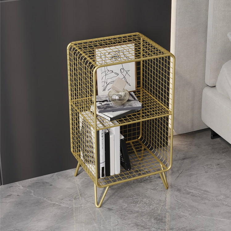 Open Storage Night Table Contemporary Bed Nightstand for Bedroom 14"L x 12"W x 26"H Gold 1 Piece Clearhalo 'Bedroom Furniture' 'furn' 'furn_night_stand' 'Furniture' 'night_stand' 'Nightstands' 6504144