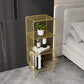 Open Storage Night Table Contemporary Bed Nightstand for Bedroom 14"L x 12"W x 35"H Gold 1 Piece Clearhalo 'Bedroom Furniture' 'furn' 'furn_night_stand' 'Furniture' 'night_stand' 'Nightstands' 6504146