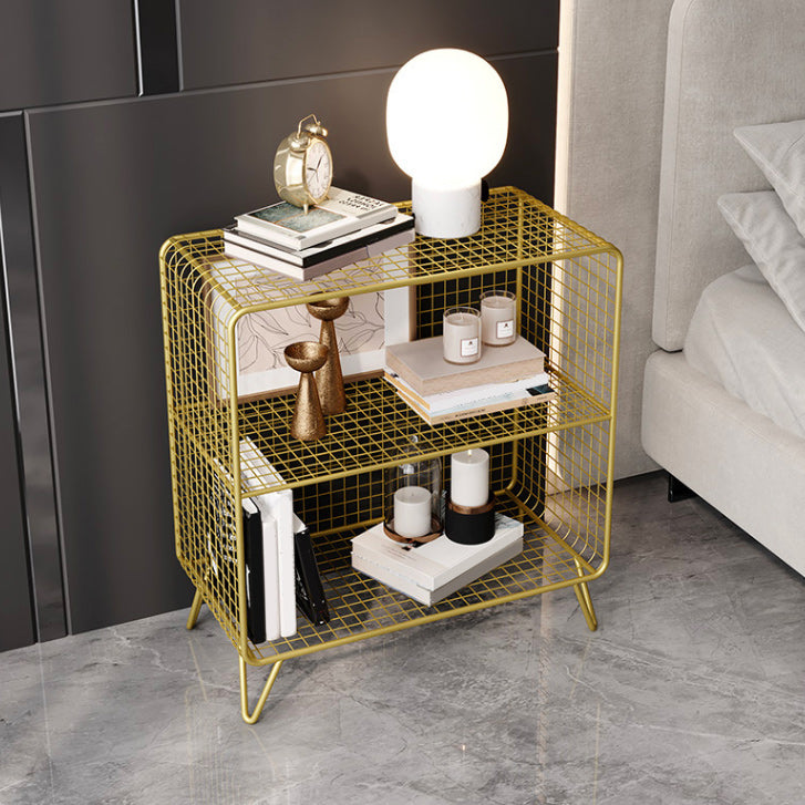 Open Storage Night Table Contemporary Bed Nightstand for Bedroom 24"L x 12"W x 28"H Gold 1 Piece Clearhalo 'Bedroom Furniture' 'furn' 'furn_night_stand' 'Furniture' 'night_stand' 'Nightstands' 6504148