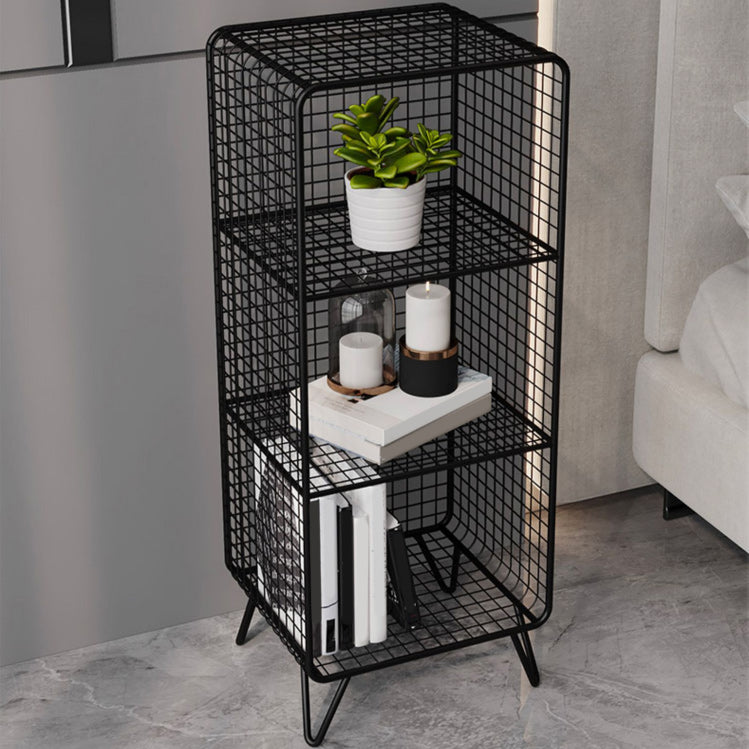 Open Storage Night Table Contemporary Bed Nightstand for Bedroom 14"L x 12"W x 35"H Black 1 Piece Clearhalo 'Bedroom Furniture' 'furn' 'furn_night_stand' 'Furniture' 'night_stand' 'Nightstands' 6504150