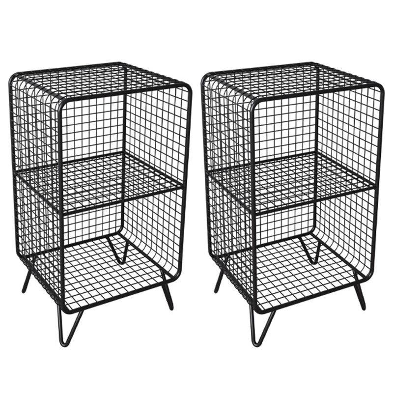 Open Storage Night Table Contemporary Bed Nightstand for Bedroom 14"L x 12"W x 26"H Black 2 Piece Set Clearhalo 'Bedroom Furniture' 'furn' 'furn_night_stand' 'Furniture' 'night_stand' 'Nightstands' 6504152