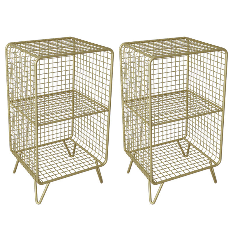 Open Storage Night Table Contemporary Bed Nightstand for Bedroom 14"L x 12"W x 26"H Gold 2 Piece Set Clearhalo 'Bedroom Furniture' 'furn' 'furn_night_stand' 'Furniture' 'night_stand' 'Nightstands' 6504153