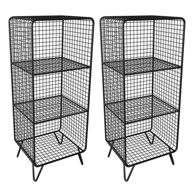 Open Storage Night Table Contemporary Bed Nightstand for Bedroom 14"L x 12"W x 35"H Black 2 Piece Set Clearhalo 'Bedroom Furniture' 'furn' 'furn_night_stand' 'Furniture' 'night_stand' 'Nightstands' 6504156