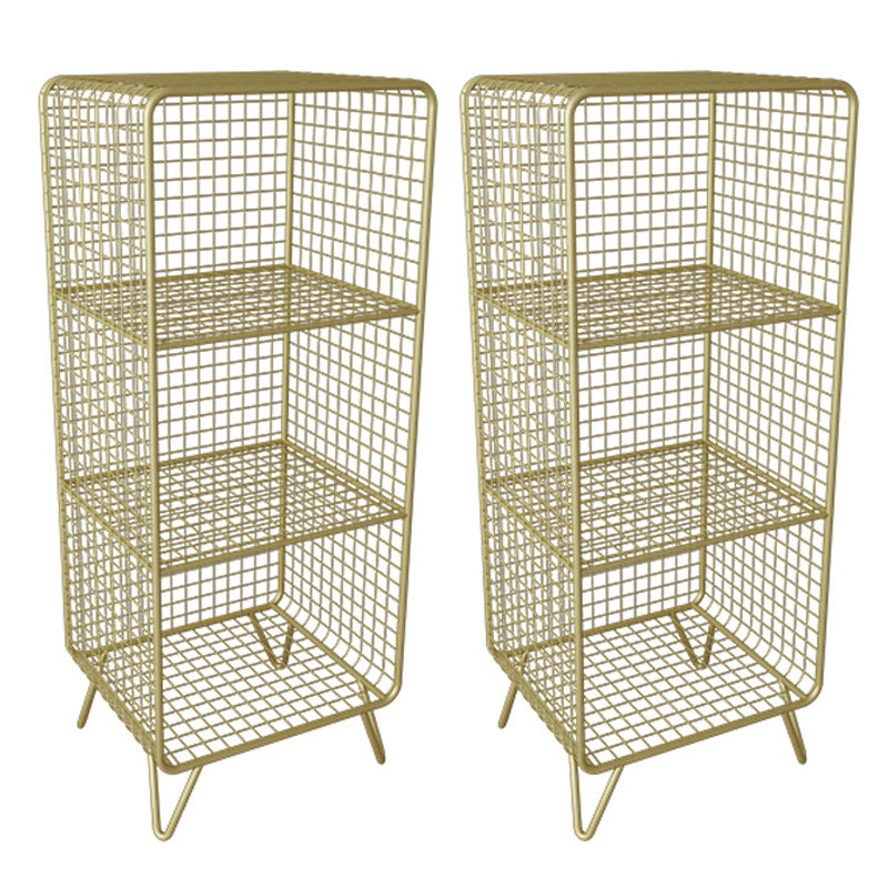 Open Storage Night Table Contemporary Bed Nightstand for Bedroom 14"L x 12"W x 35"H Gold 2 Piece Set Clearhalo 'Bedroom Furniture' 'furn' 'furn_night_stand' 'Furniture' 'night_stand' 'Nightstands' 6504157