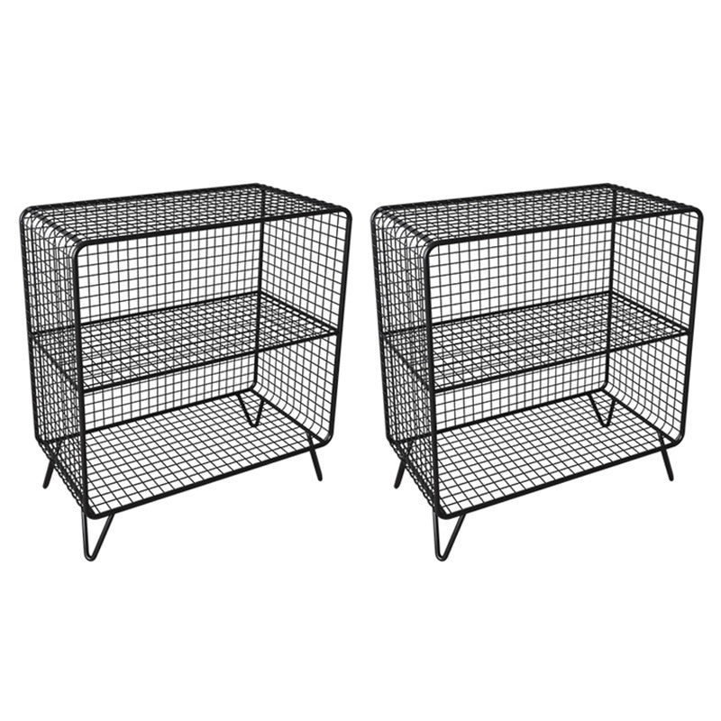 Open Storage Night Table Contemporary Bed Nightstand for Bedroom 24"L x 12"W x 28"H Black 2 Piece Set Clearhalo 'Bedroom Furniture' 'furn' 'furn_night_stand' 'Furniture' 'night_stand' 'Nightstands' 6504159