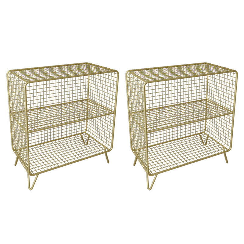 Open Storage Night Table Contemporary Bed Nightstand for Bedroom 24"L x 12"W x 28"H Gold 2 Piece Set Clearhalo 'Bedroom Furniture' 'furn' 'furn_night_stand' 'Furniture' 'night_stand' 'Nightstands' 6504161