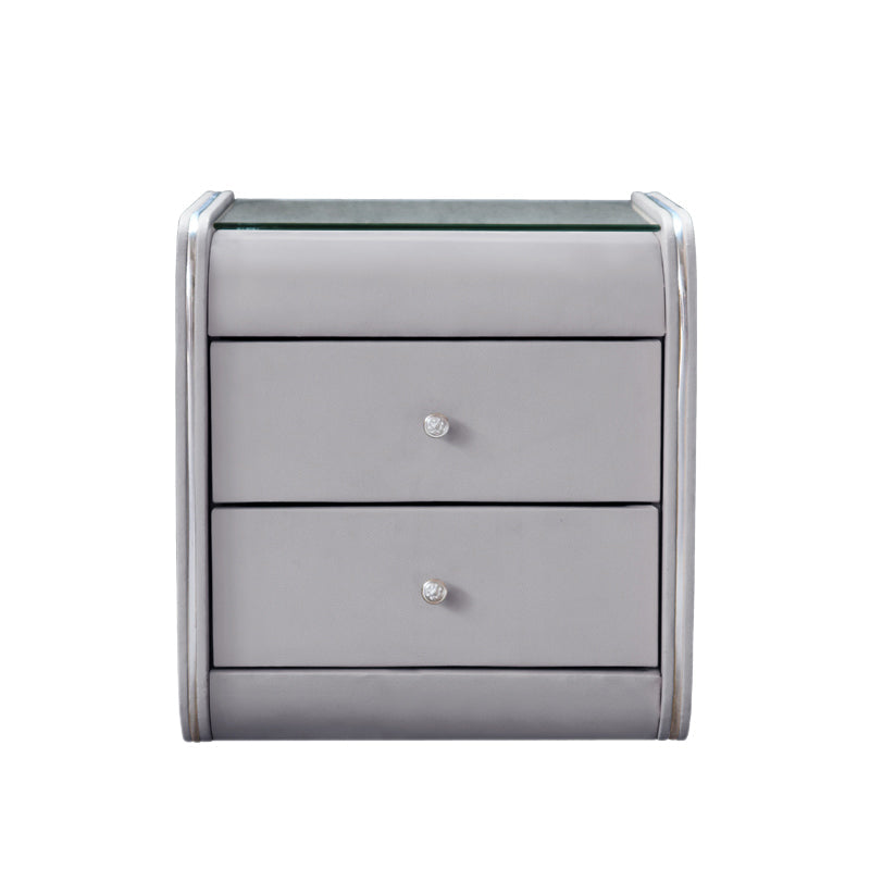 2 Schubladen zeitgenössischer Nachttisch Glass Top Night Tisch, 19 "groß