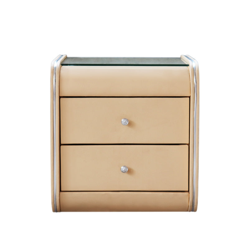 2 Schubladen zeitgenössischer Nachttisch Glass Top Night Tisch, 19 "groß