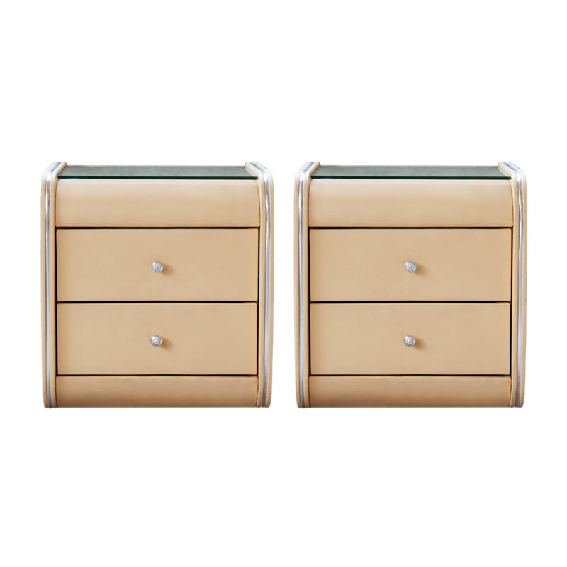 2 Schubladen zeitgenössischer Nachttisch Glass Top Night Tisch, 19 "groß