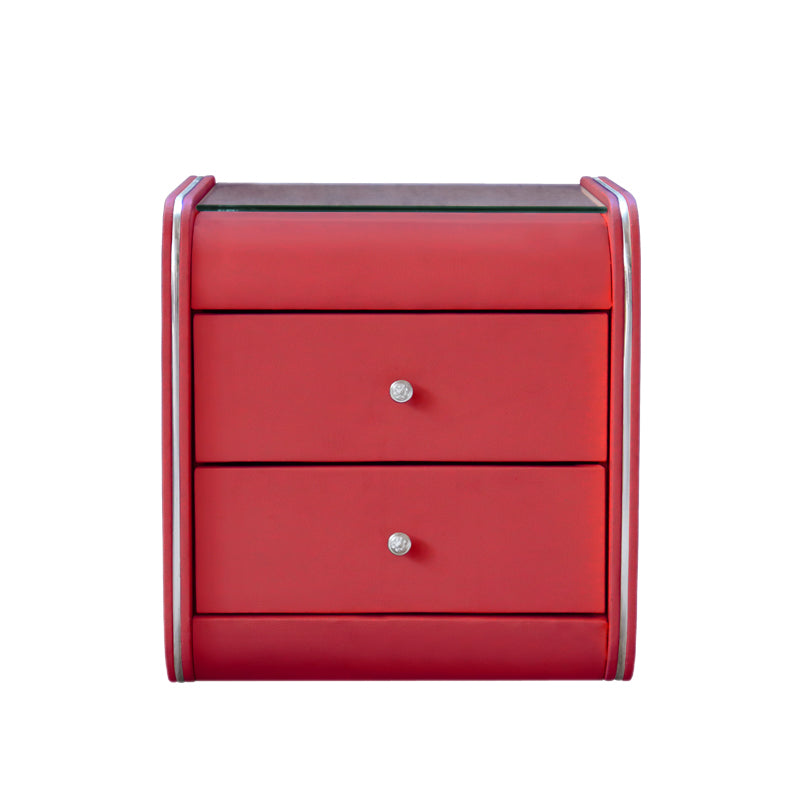 2 Schubladen zeitgenössischer Nachttisch Glass Top Night Tisch, 19 "groß