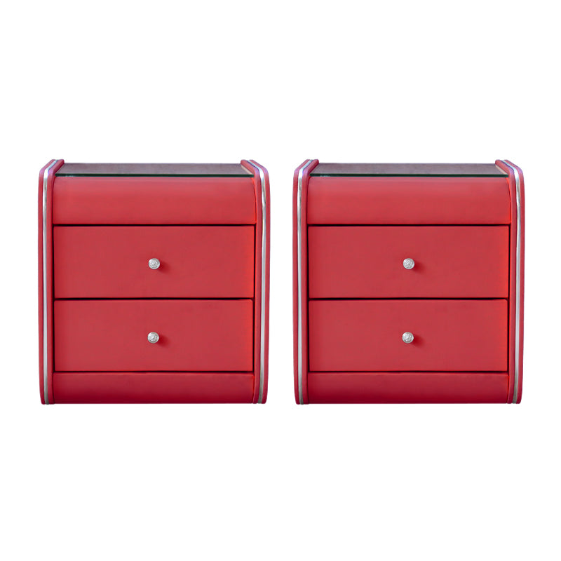 2 Schubladen zeitgenössischer Nachttisch Glass Top Night Tisch, 19 "groß