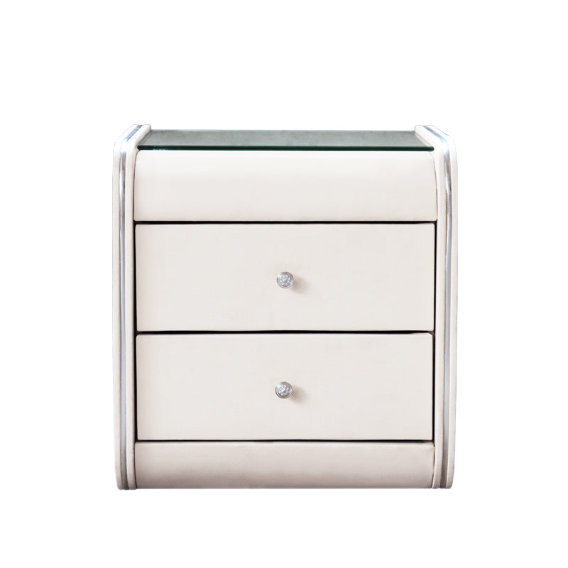 2 Schubladen zeitgenössischer Nachttisch Glass Top Night Tisch, 19 "groß