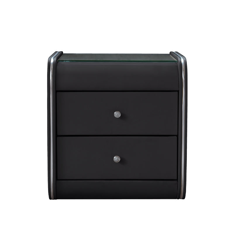 2 Schubladen zeitgenössischer Nachttisch Glass Top Night Tisch, 19 "groß