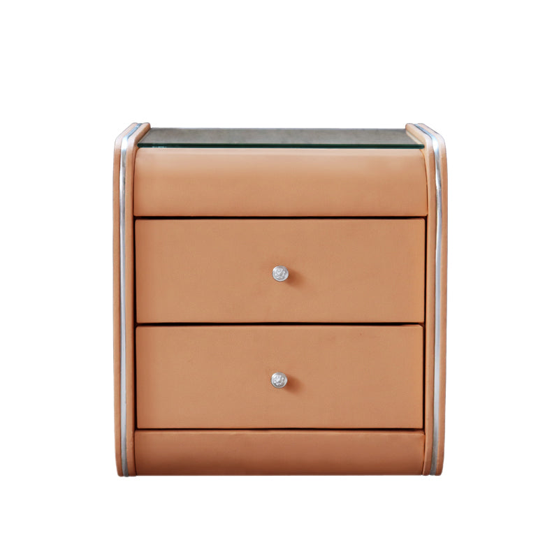 2 Schubladen zeitgenössischer Nachttisch Glass Top Night Tisch, 19 "groß